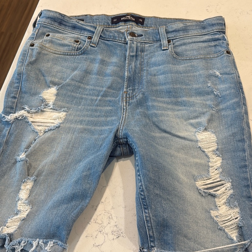 Hollister skinny denim shorts JORTS epic flex 33 W FRAYED CUFFED LIKE NEW